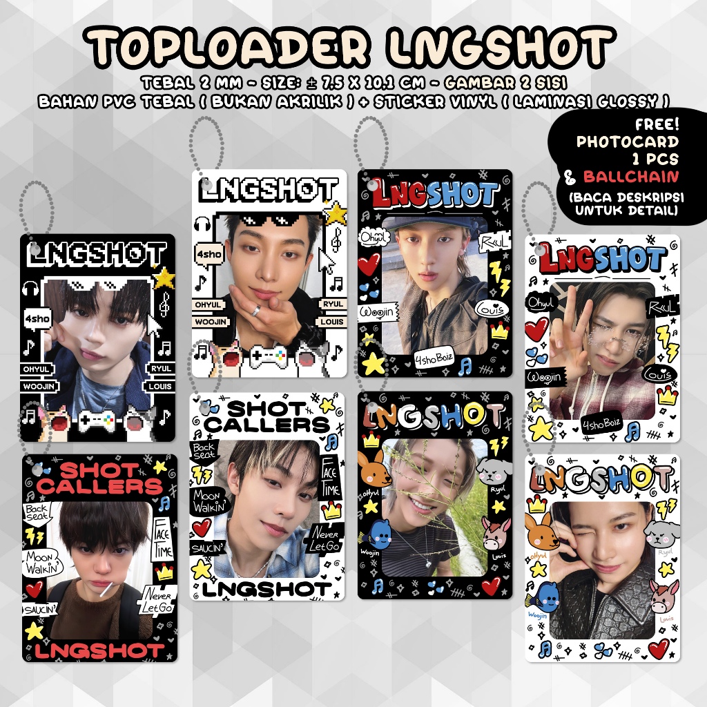 TopLoader Deco LNGSHOT Photocard Holder Kpop PC CAHOL Handmade 2 Sisi Toplo Poca