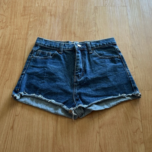 Hotpants K87 biru indigo blue high rise waist denim jeans jins tebal Celana Pendek celpen Short mini