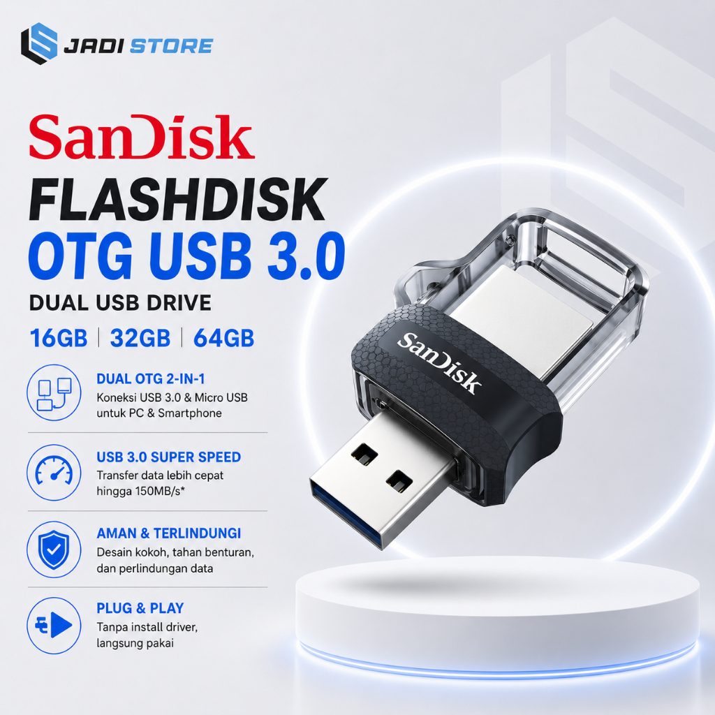 SANDISK Flash Disk Flashdisk SanDisk  OTG 16GB USB 3.0 Ultra Dual USB Drive Flashdisk OTG Micro USB 