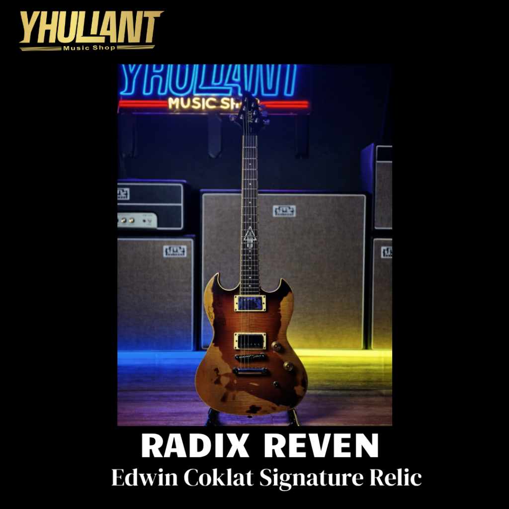 Radix Raven Relic Edwin Coklat Signature Guitar Second Oke