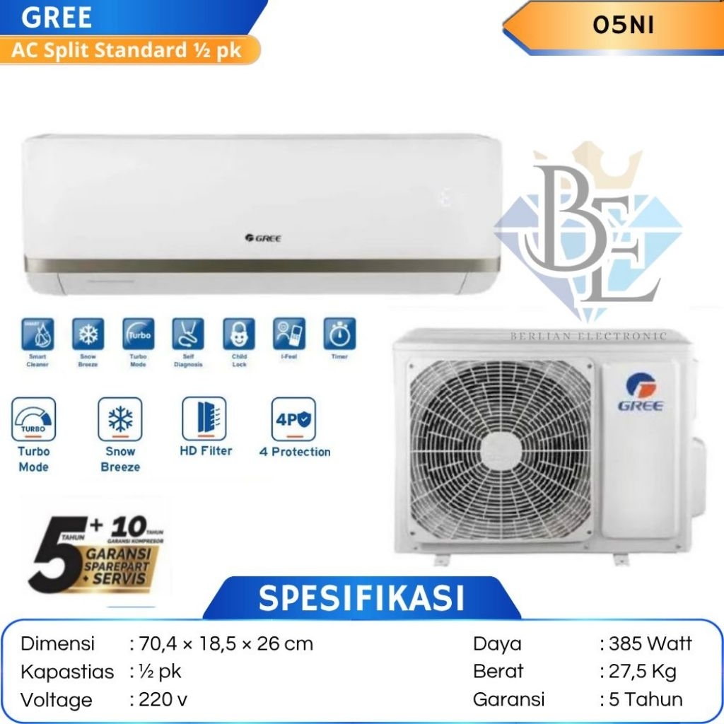 GREE AC SPLIT STANDAR 1/2PK 05N1