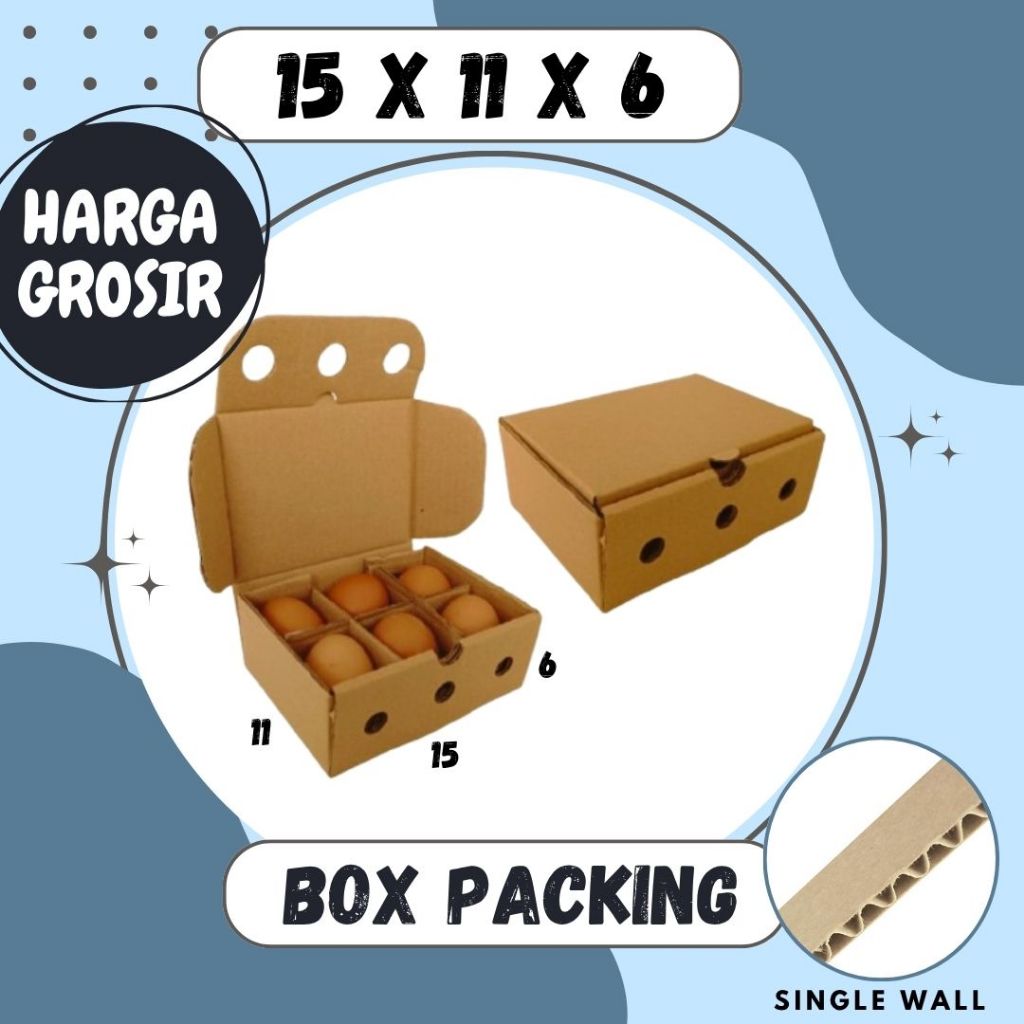 Box telur 15x11x6 LD Kardus Telur isi 6 Packing Kotak Dus Telur Asin Tray Endog Endok Kardus Balap