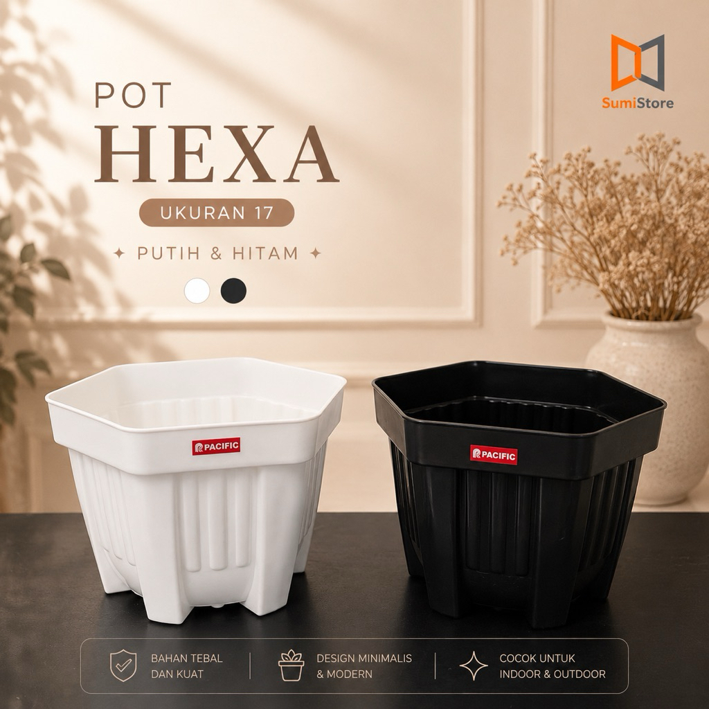 Pot Pacific Segi Enam 17 Hexa Hitam/ Pot hexa 17