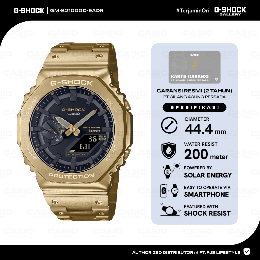 G-Shock Jam Tangan Pria GM-B2100GD-9ADR Original Full Metal Gold