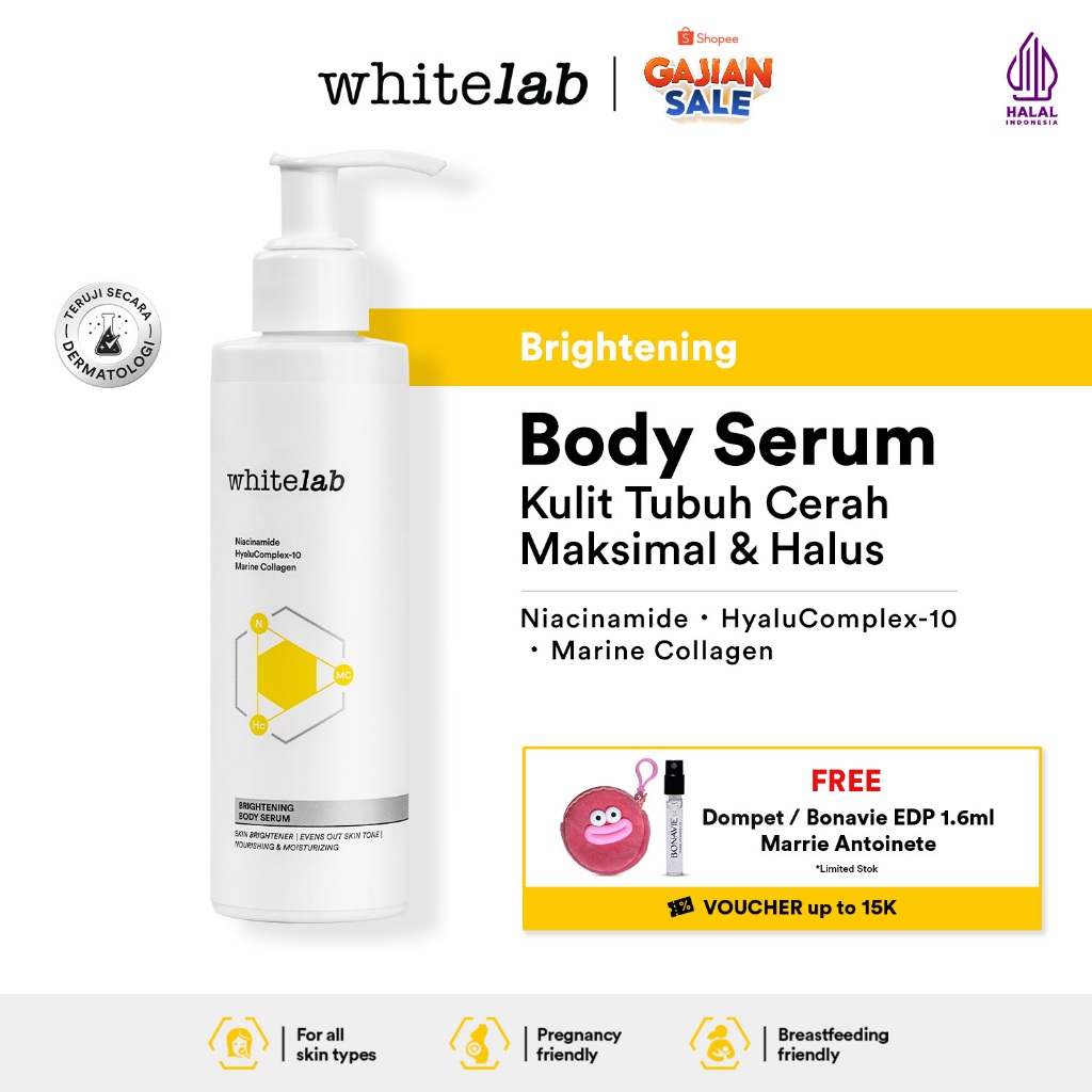 Whitelab Brightening Body Serum - Pelembap Pencerah Kulit Badan dengan Niacinamide, Hyaluronic & Col