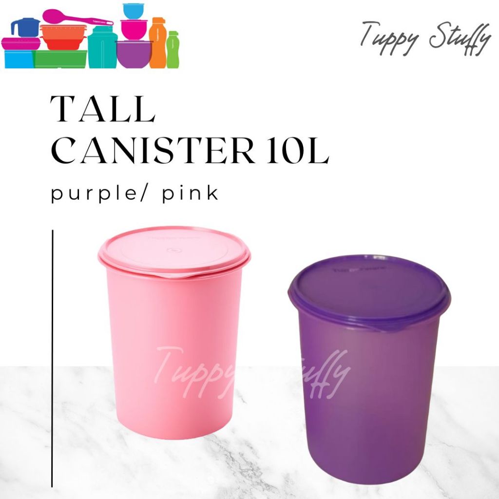 Tupperware Tall Canister 10L- Soft Pink | toples canister 10l tupperware / toples kerupuk besar orii