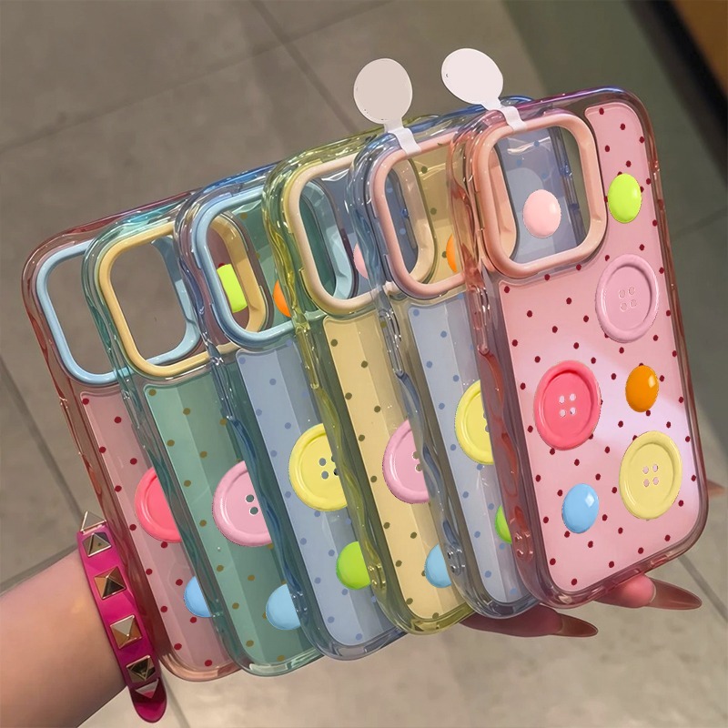 Casing Motif Polkadot Kancing Lucu / Cute Button Polka Dot Macaron Softcase Realme C1 C2 5 5i 5S 14 