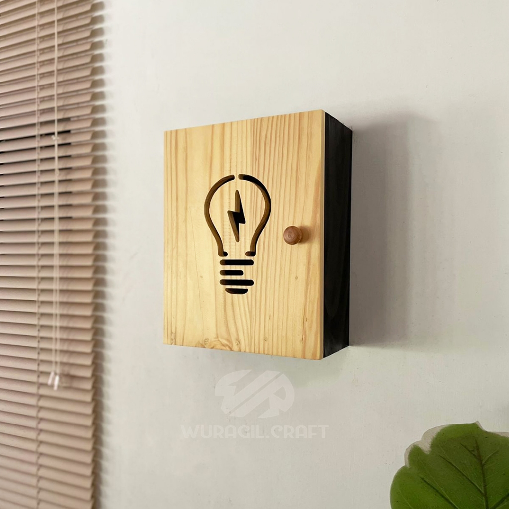 Wuragil.craft - penutup pengaman Cover KWH Meteran Listrik token tempat meteran listrik kayu estetik