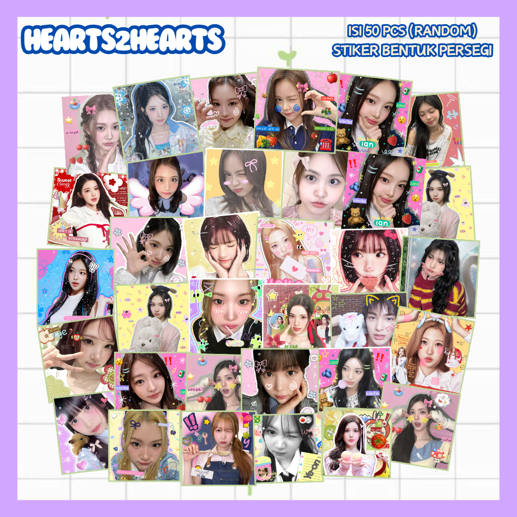 (50 PCS) STICKER DECO HEARTS2HEARTS | STIKER PERSEGI HEARTS2HEARTS AESTHETIC