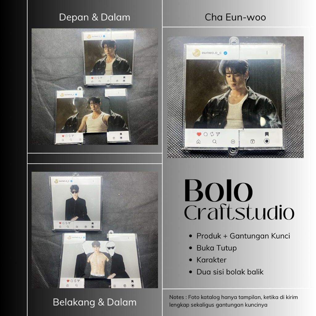 Cha eun woo - Merch | GANTUNGAN KUNCI BUKA TUTUP | Dua sisi | KARAKTER | Akrilik