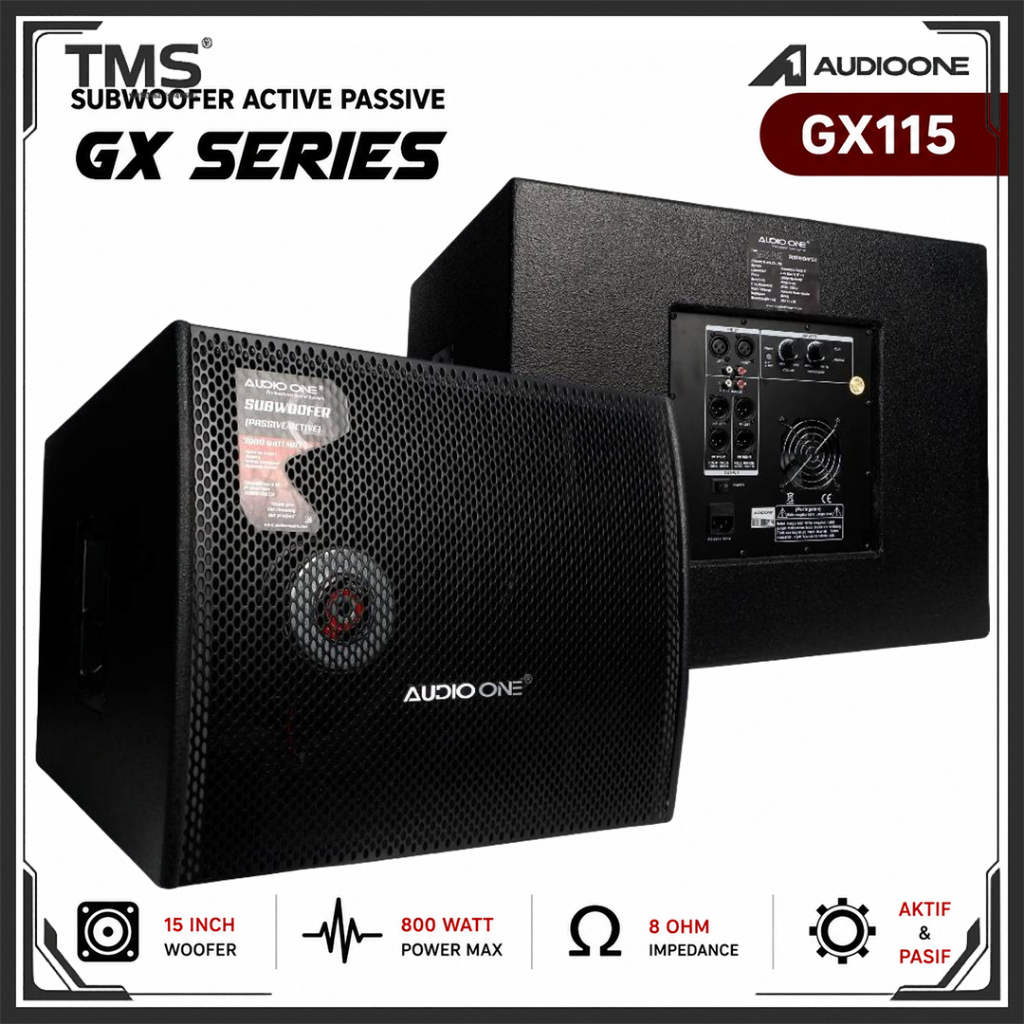 Subwoofer 15 Inch Aktif Pasif GX 115 Speaker Single 800W Karaoke Lapangan Rumahan Original ITMSAUDIO