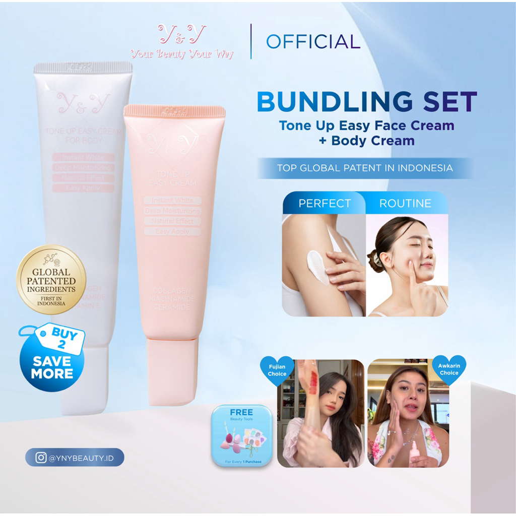 Y&Y ynybeauty 5X Ceramide Niacinamide Tone Up Easy Cream 30g + Hand Body Lotion 50g Krim Pemutih Pen
