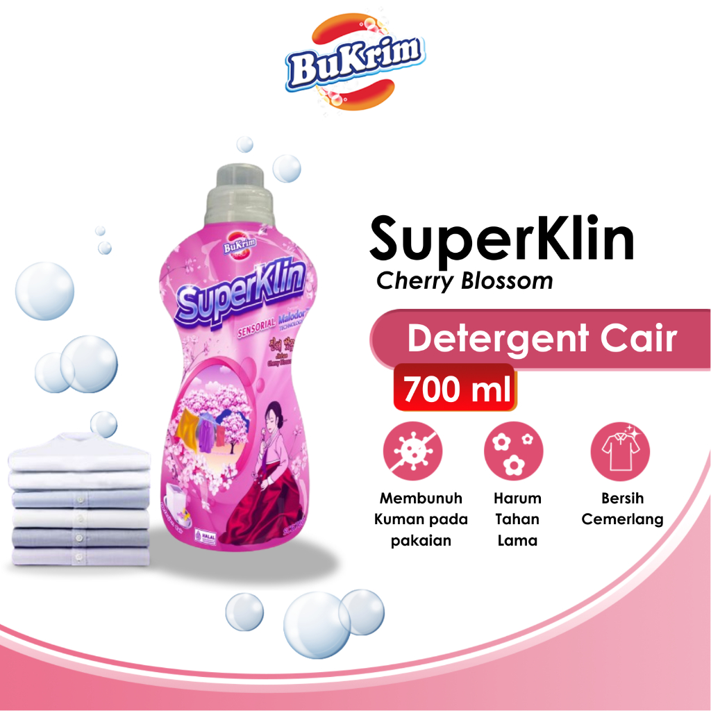 Sabun Detergent Cair BuKrim Superklin Cherry Blossom Botol 700ml