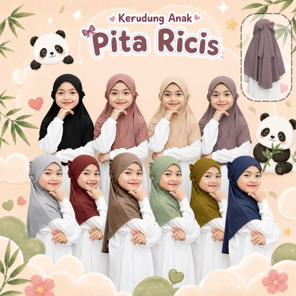 Kerudung Anak TK/Kerudung Anak SD/HIJAB ANAK PITA RIA RICIS (PITA RICIS) /Hijab Anak Apna.store Coco