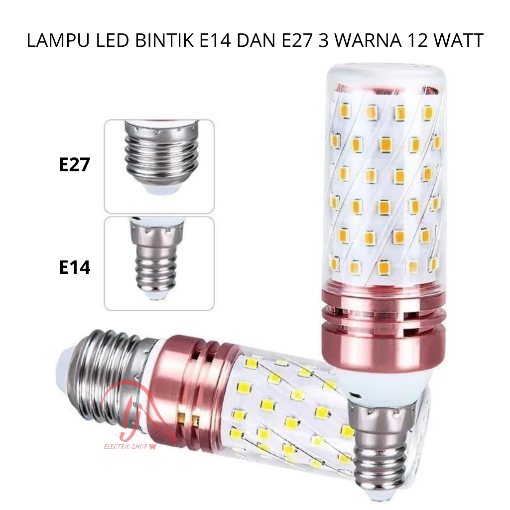 LED BOTAK KUAT JAGUNG LAMPU LED BULB JAGUNG CORN 3 WARNA 12W E27 E14 STEP HIAS DOWNLIGHT DOWNLED DON