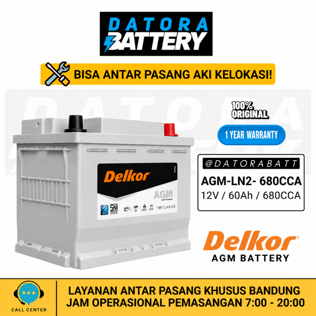 Aki Mobil Delkor Clarios  LN2 AGM 12V 60Ah  680CCA