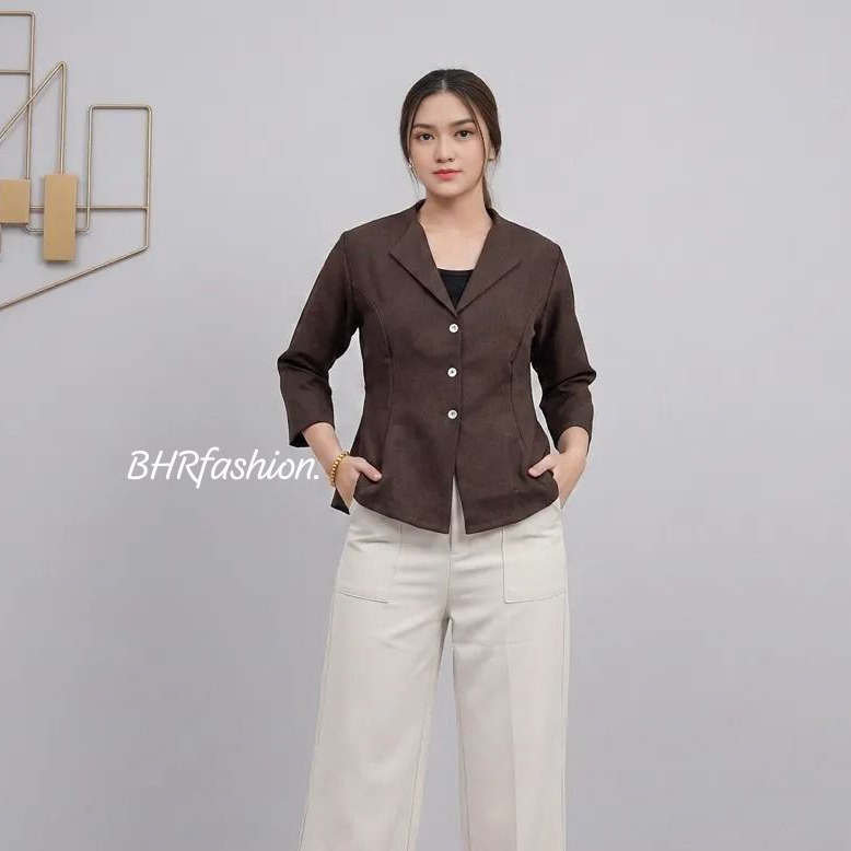 Karla Top - Atasan Wanita Model Blazer Lengan Panjang Dan Pendek - Blouse Wanita Korea Style Premium