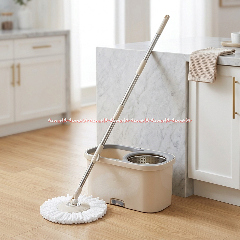 Proclean Spin Mop Set With Wringer Alat Pel Berputar Krem Dengan Lubang Air KotorPro Clean MOP Pel L