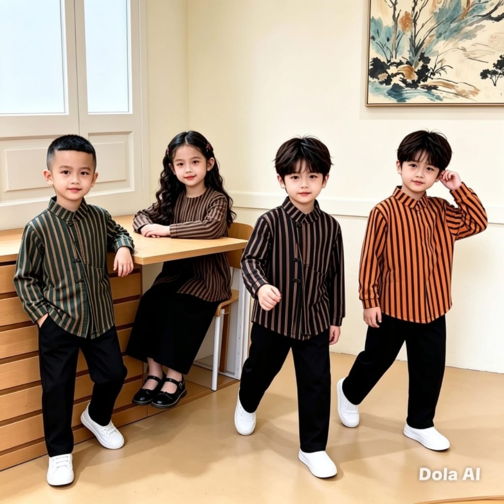 Baju lurik adat anak cewek cowok/Baju adat jawa lurik anak