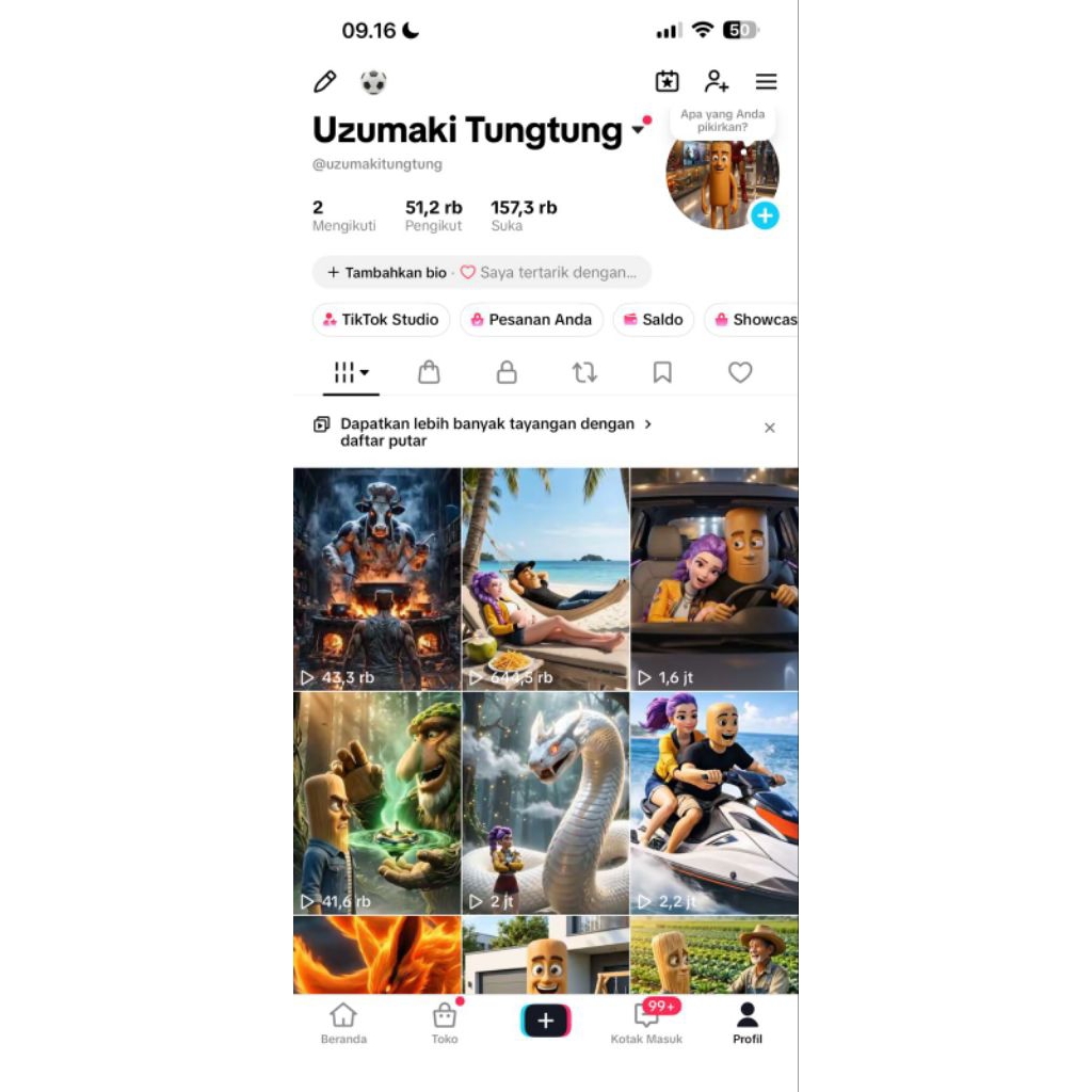 Akun tiktok 50k+ followers anti hackback