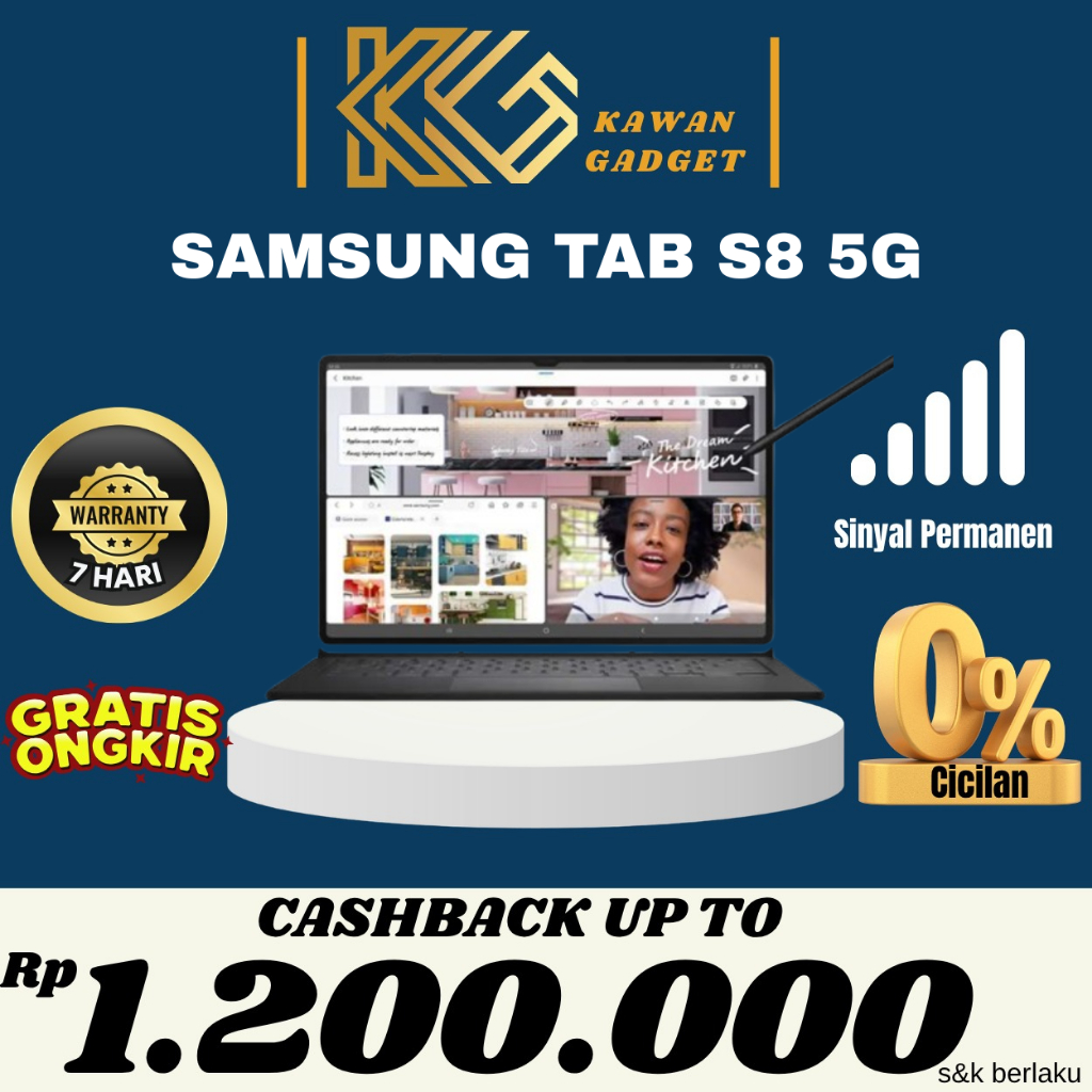 Samsung Galaxy Tab S8 5G 8/128 GB Cellular Garansi Resmi Indonesia Second Original