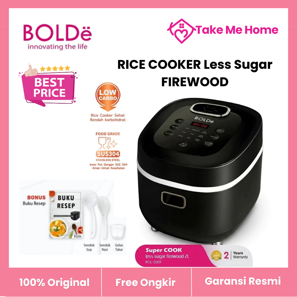 BOLDe RICE COOKER Less Sugar FIREWOOD / Bolde Rice Cooker Rendah Gula Low Carbo - 2 Liter