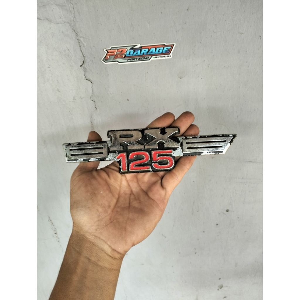 Emblem logo tepong cover box aki yamaha rx 125 rx125 original