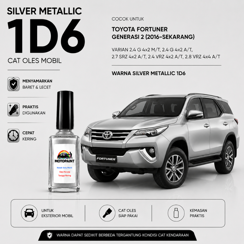 Motopaint Silver Metallic 1D6 Cat Oles Penghilang Baret Mobil Fortuner 2016 Keatas Warna Silver Meta