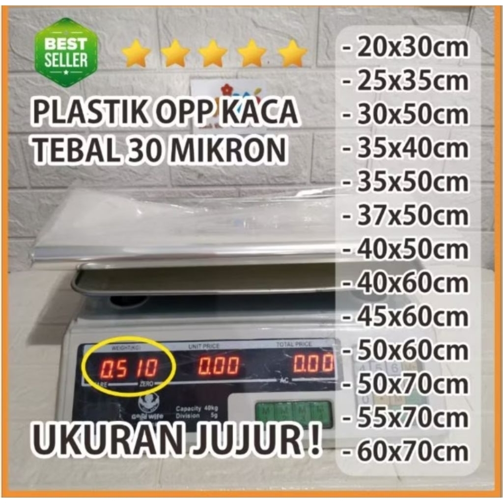 READY PLASTIK OPP KACA POLOS KILOAN PLASTIK PARCEL 0.5KG KANTONG TEBAL TANPA LEM KILOAN ISI BANYAK