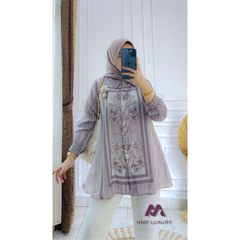 Kemeja Wanita Atasan Desain Simpel Premium Elegant By HMF Luxury / Fashion Boutique Nadine
