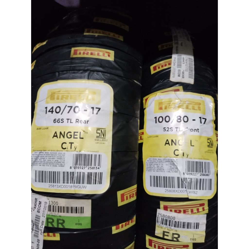 Ban Motor Tubeless Pirelli Angel City Ukuran 100/80-17 & 140/70-17