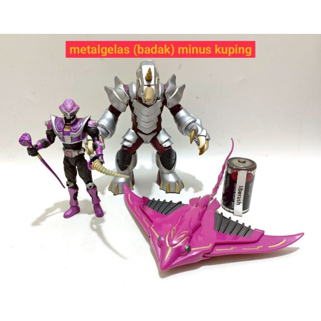 Set Vintage bandai R&M rnm kamen rider ryuki ouja genocider evildiver metalgelas mirror monster acti