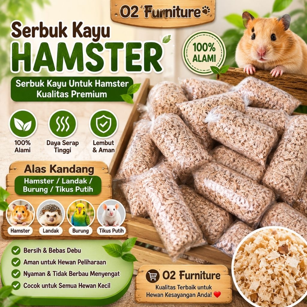 Serbuk Kayu Hamster / Serbuk Kayu Kandang Hamster / Kebutuhan Hamster