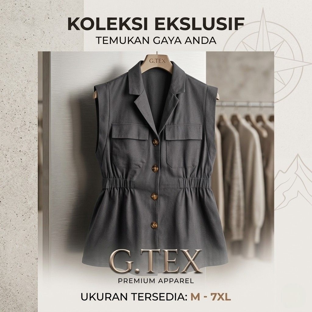 G.TEX Rompi Blazer Pria Wanita Casual Berkerah Safari Vest Big Size Jumbo M - 7XL