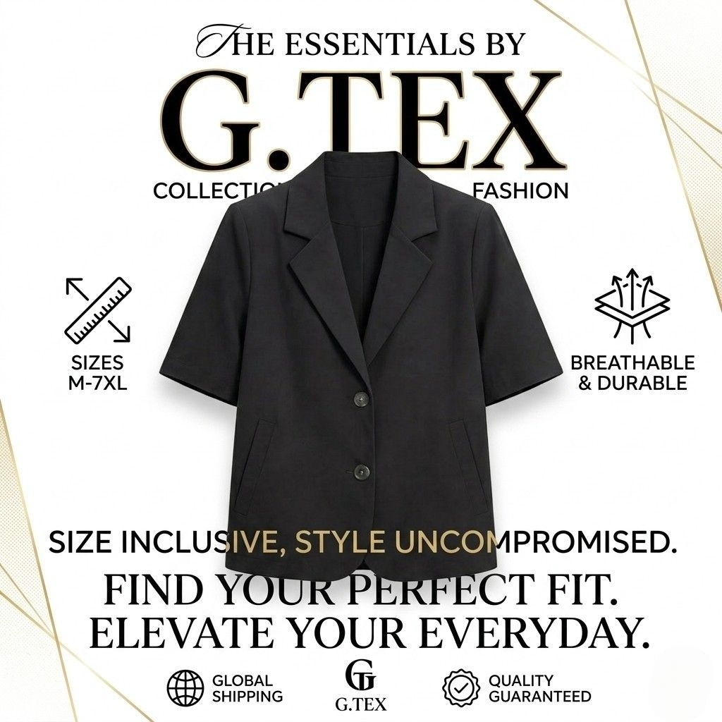 G.TEX Blazer Kasual Lengan Pendek Outer Jas Santai Big Size Jumbo M - 7XL