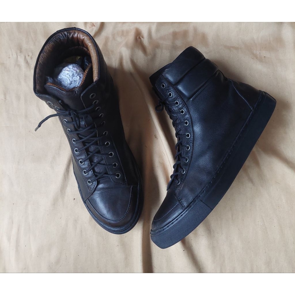 Sneakers Silent Damir Doma High Dark Brown Textured Leather
