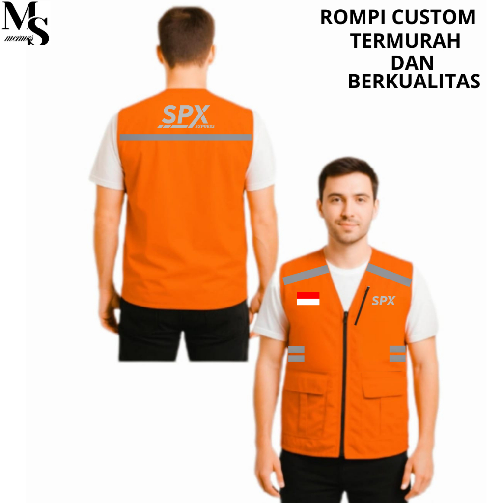 rompi vest logo spx express terbaru rompi parasut spx express custom rompi taslan spx express premiu