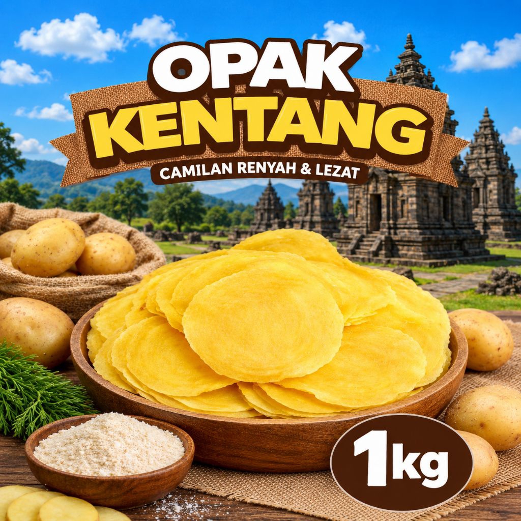Opak Kentang Mentah 1kg – Kerupuk Kentang Gurih Renyah | Siap Goreng