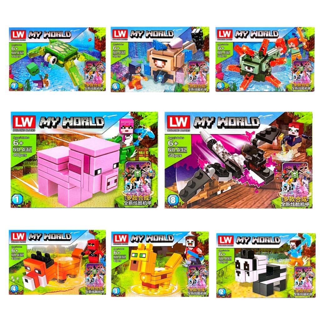 MAINAN BLOCK MINECRAFT MY WORLD 8in1 LW432 | BRICKS MINECRAFT | MAINAN EDUKASI ANAK BRICK MINECRAFT