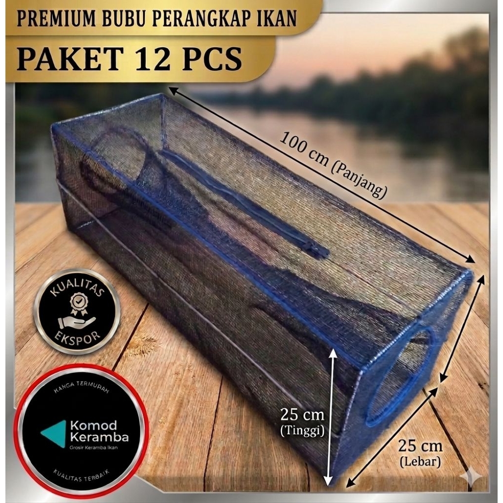 PAKET 12 PCS PERANGKAP IKAN JARING BUBU PENANGKAP 2 LUBANG KOMPLIT PULL SET RANGKA SIAP PAKAI JEBAKA