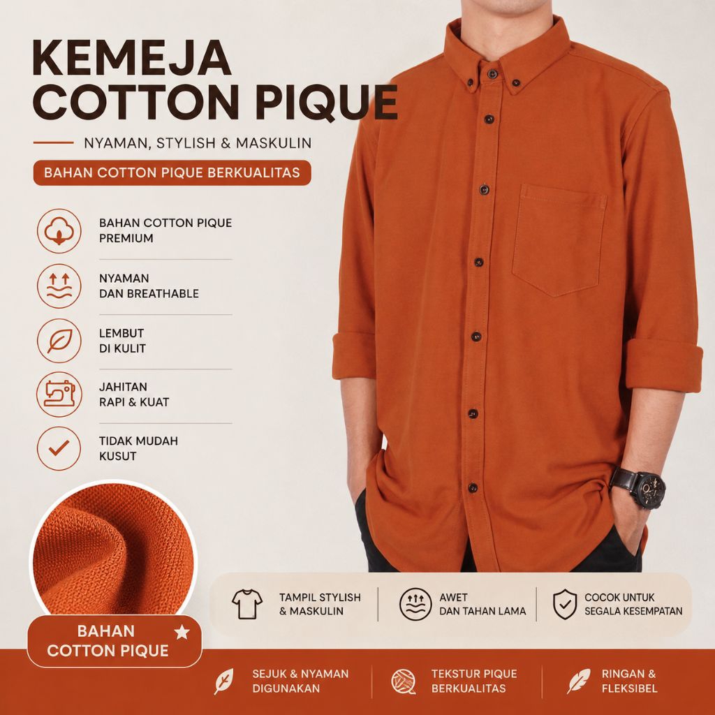 SEROTONIN ID | ORANGE - Kemeja Lengan Panjang Pria Dewasa | Kemeja Pria Formal | Kemeja Pria Casual 