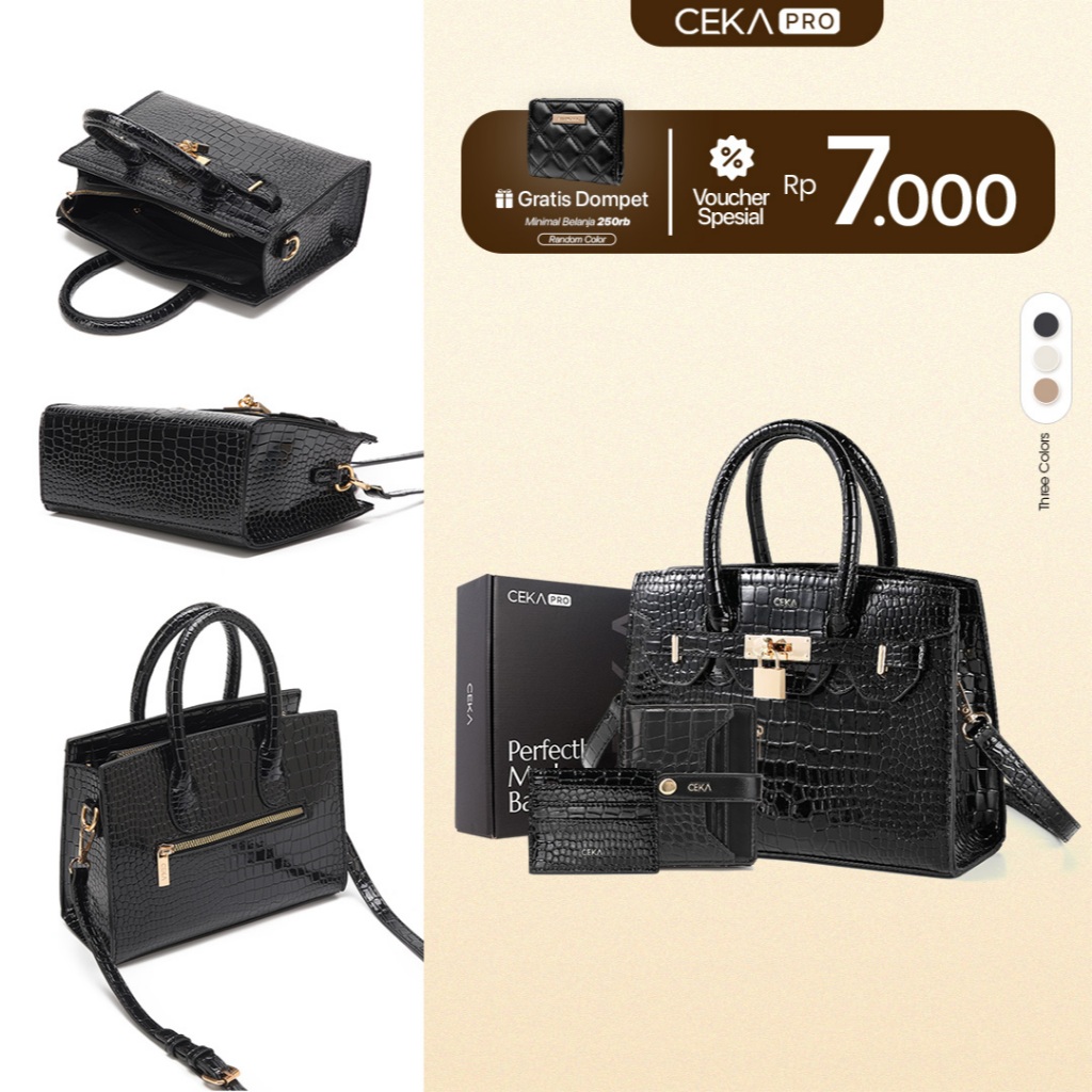 [FREE BOX] CEKA PRO Tas Wanita Niki Gift Set Tas Selempang Wanita Slingbag Wanita Gift Set 3 In 1