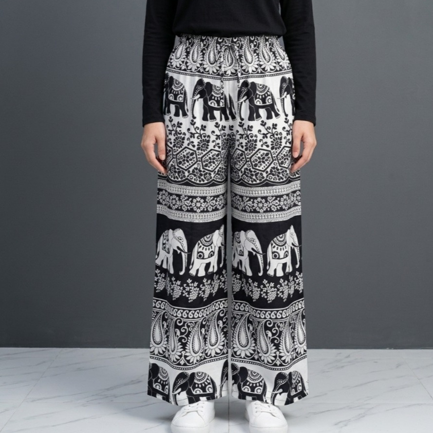 celana kulot hommy rayon motif terbaru/ celana rayon motif gajah kekinian/ celana kulot adem nyaman