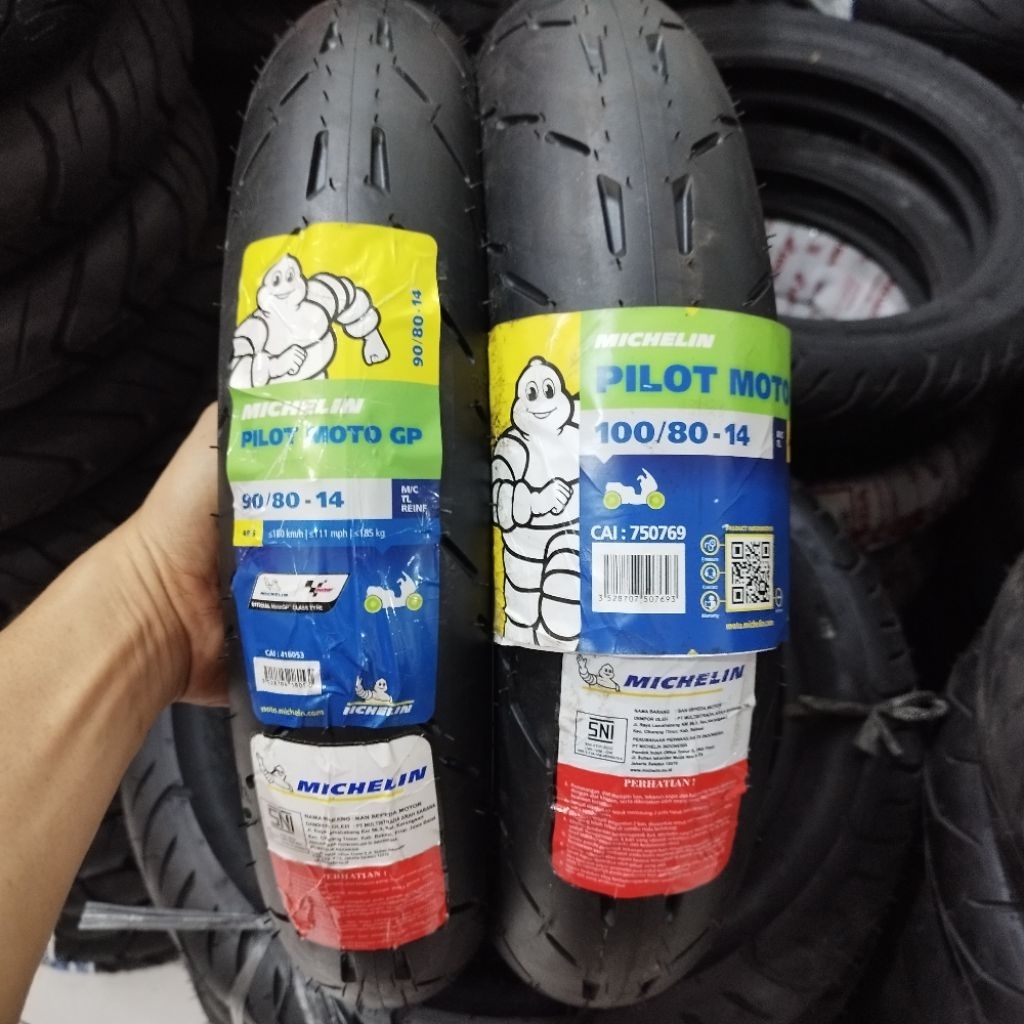 BAN MICHELIN TUBLES 90/80-14, 100/80-14 PILOT MOTO GP ORIGINAL 100%