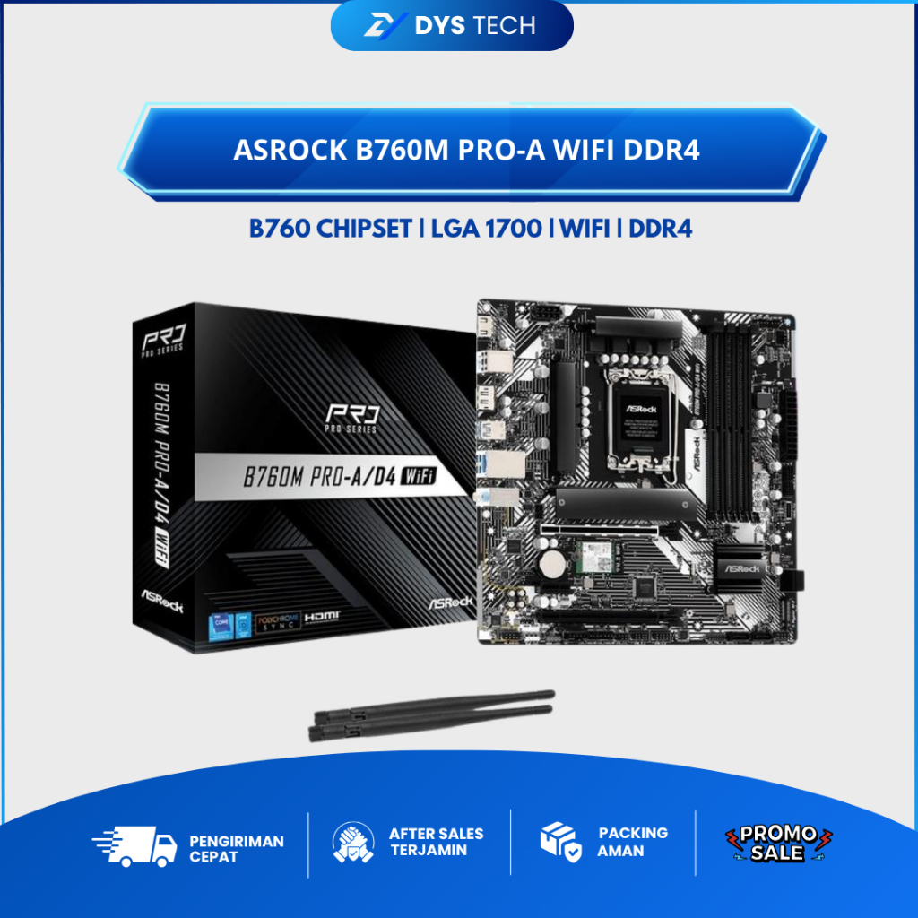 ASRock B760M PRO-A WIFI DDR4 (Intel LGA 1700, B760, DDR4)
