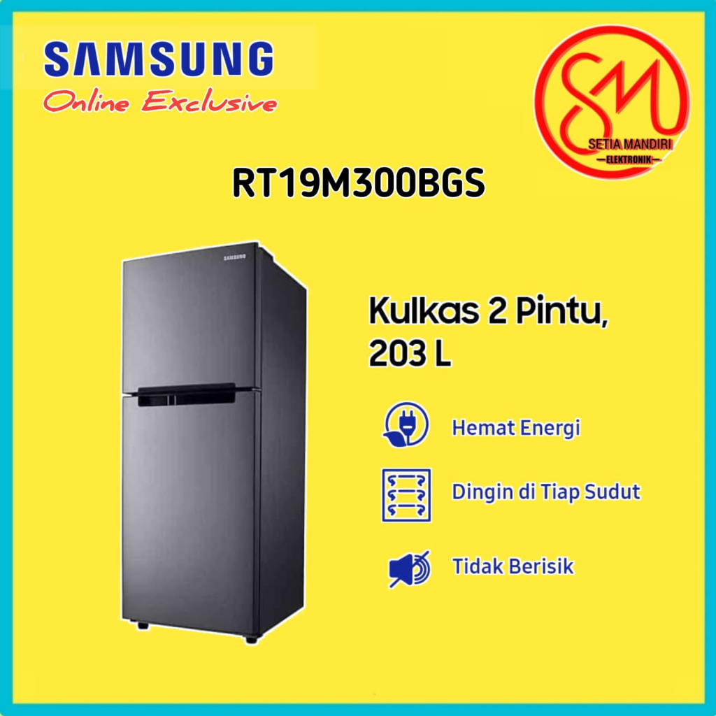 SAMSUNG Kulkas 2 Pintu RT19M300BGS 216 Liter Digital Inverter All-around Cooling No Frost Tempered G
