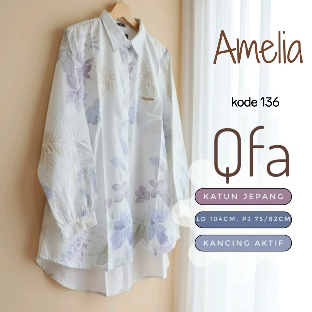 AMELIA MUUGE DISIKO KEMEJA MOTIF RANKAUSHI PREMIUM • ONELLA • SCOOTER • CUTE OUTER SET BY QFA KEMEJA