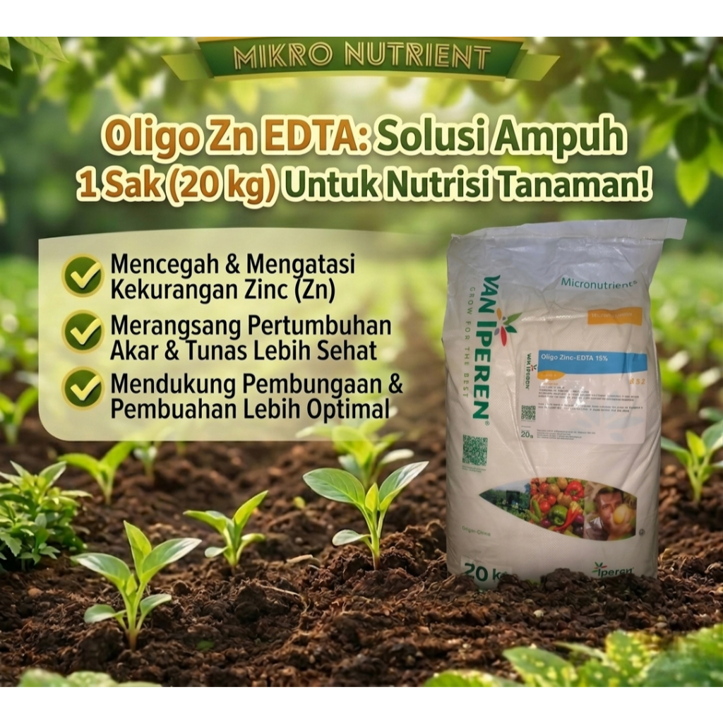 Oligo Zn Edta 1 Sak (20 kg) Pupuk Mikro Zinc Murni Cocok Perkebunan dan Pertanian