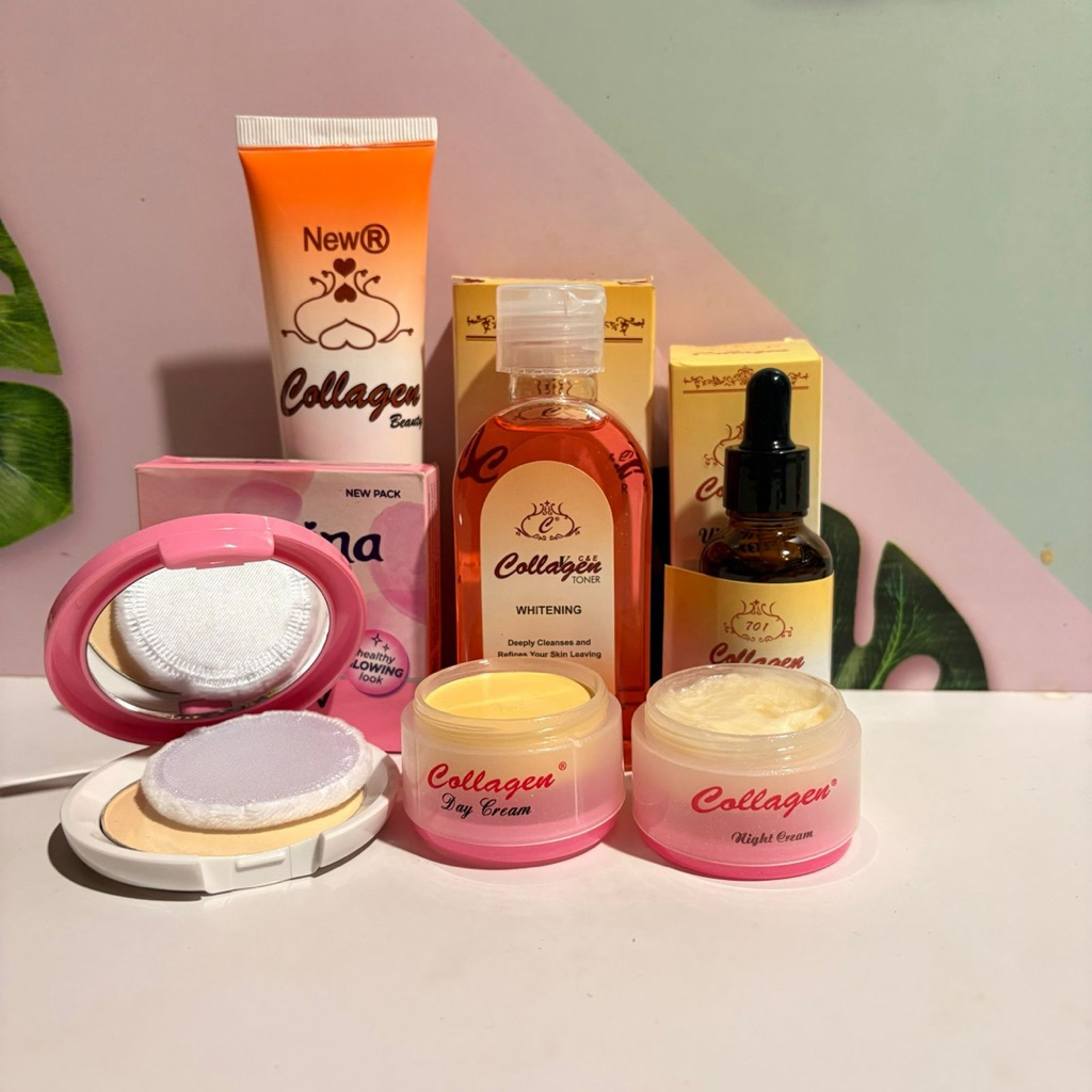 5in1 Paket Lengkap Cream Collagen With Facial Foam ( Free bedak Marina Random )