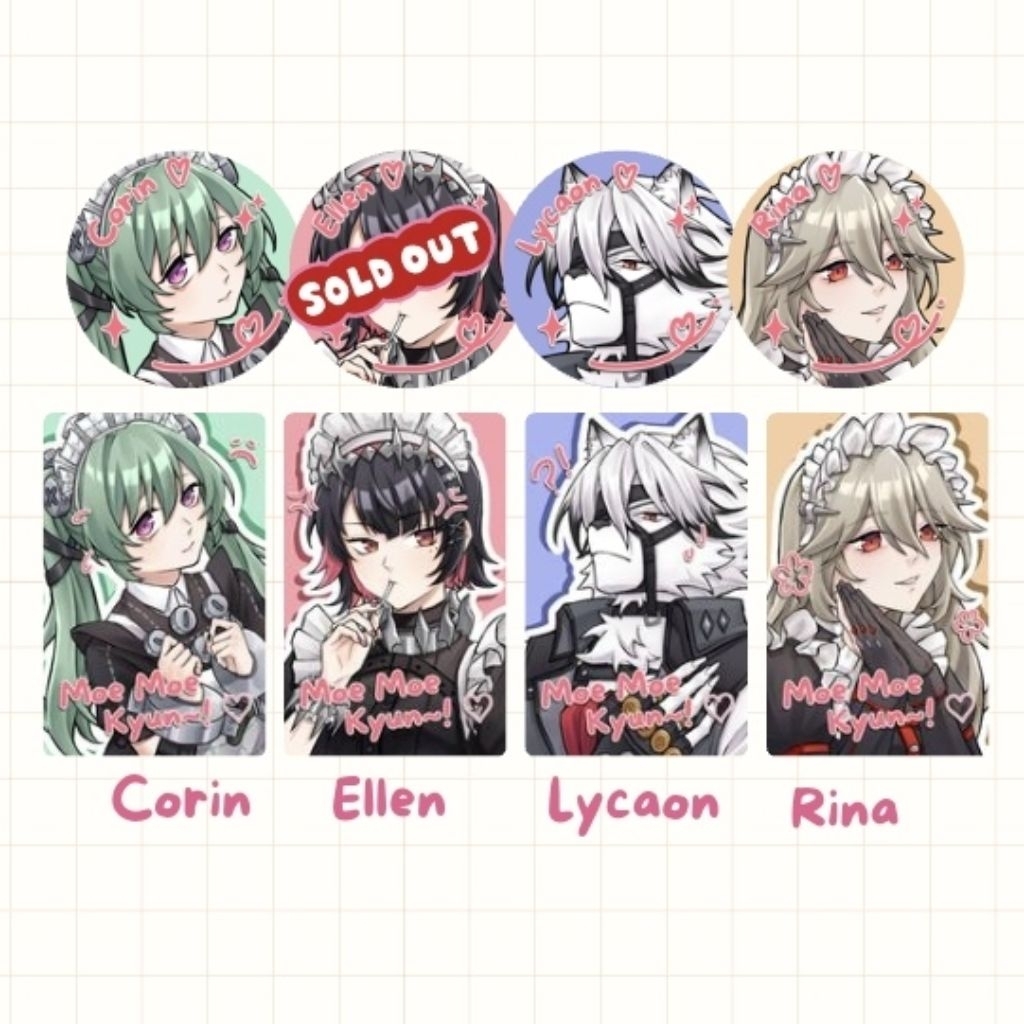 Fanmerch Pin 58mm Photocard ZZZ Zenless Zone Zero Lycaon Ellen Corin Rina